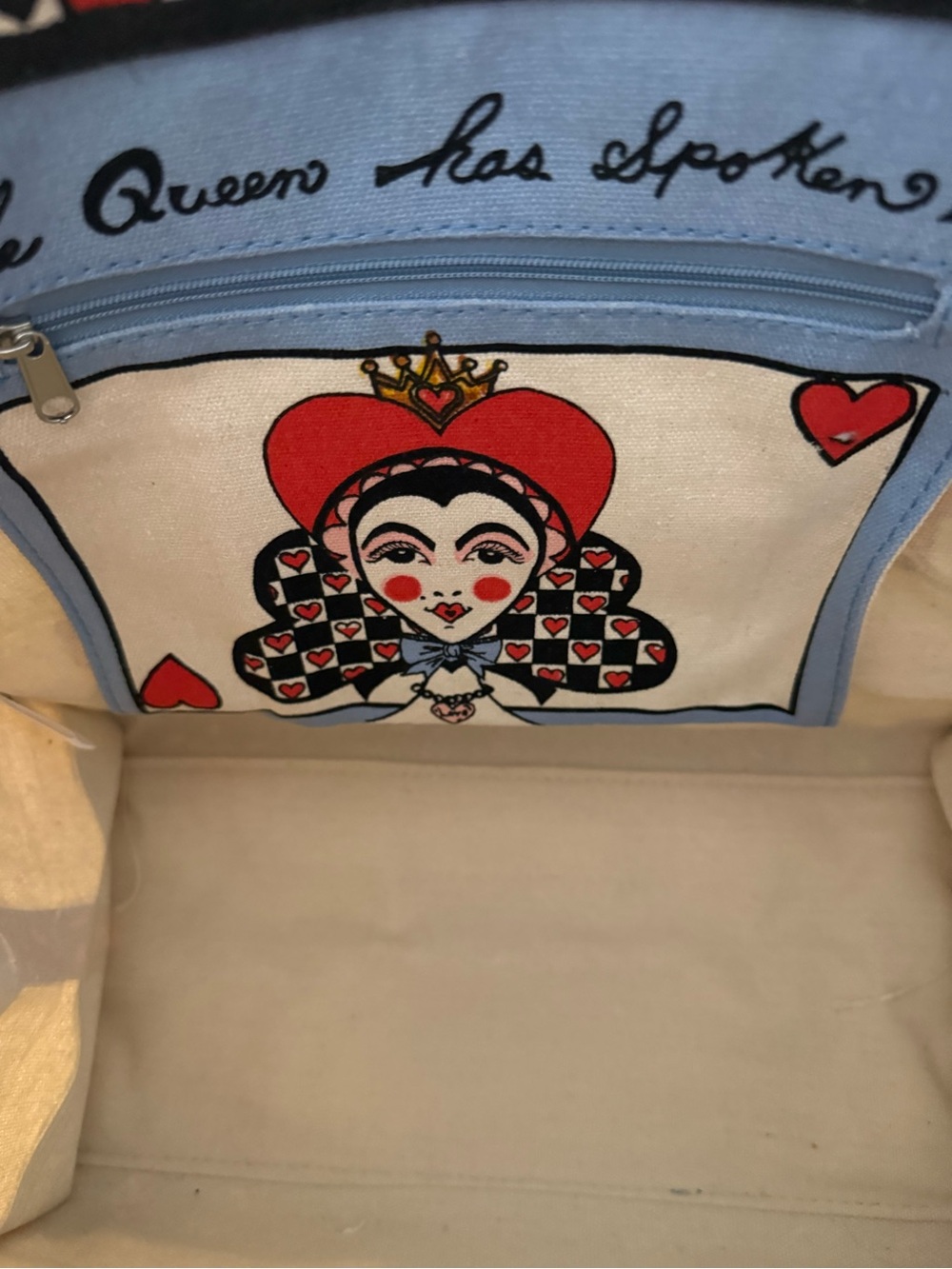 Brighton Canvas Tote with Blue Trim and Red-Green Stripe - Picture 3 of 4